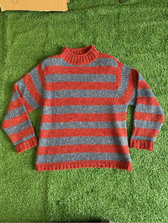 Westbound Sweaters - Westbound Red and Gray Striped Women's Sweater